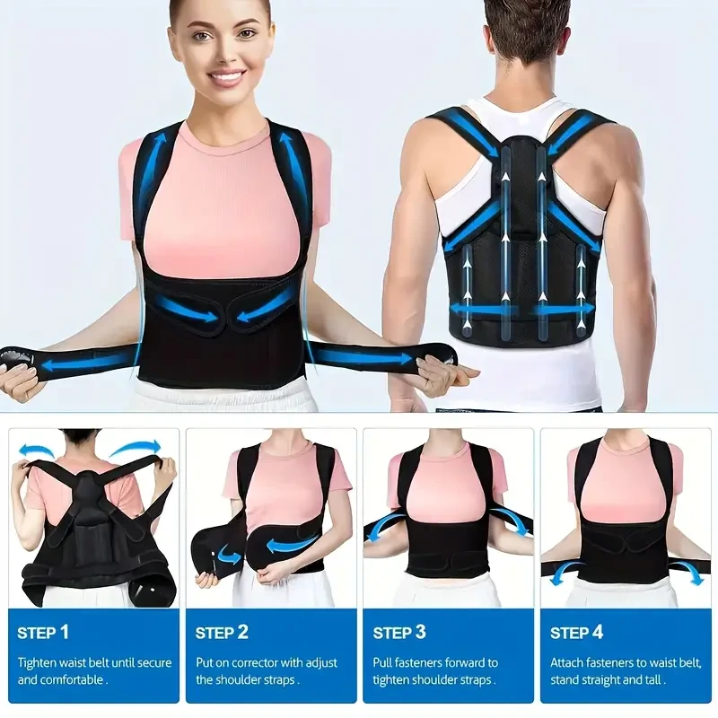 Adjustable Unisex Posture Corrector - Spinal Support for Alignment, Kyphosis & Scoliosis