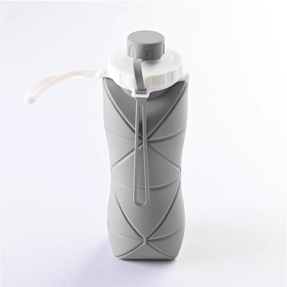 Origami Bottle Foldable Silicone Drinking Bottle / Foldable Bottle 600ml Sport Drinking Bottle With Hook