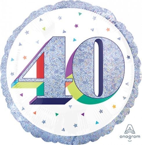 45cm Standard Balloon Holographic Here's to Your Birthday 40