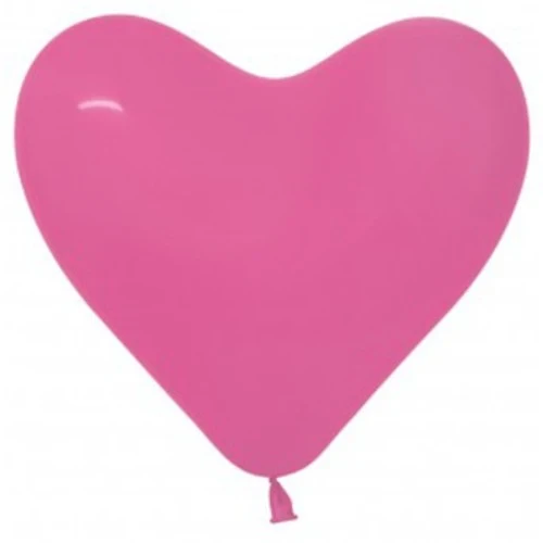 28cm Hearts Fashion Fuchsia Pink Latex Balloons - Pack of 12