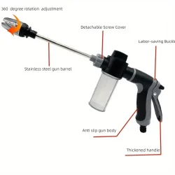 Portable High-Pressure Water Gun - Car Washer Garden Spray Hose With Foam Nozzle