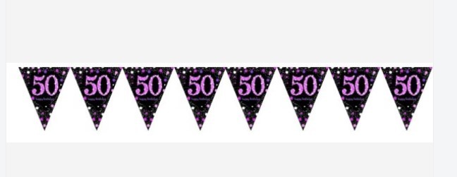 Banner - Celebration 50 Prismatic Pennant - Plastic (Pink)