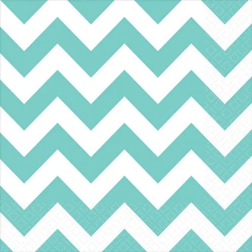 Chevron Lunch Napkins Robin's-Egg Blue (16 units) - Pack of 16