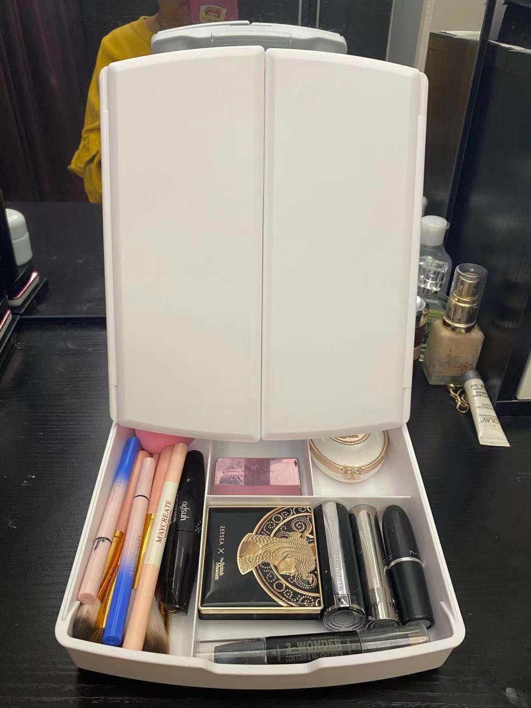 New Storage Tri-fold Desktop LED Makeup Mirror Touch