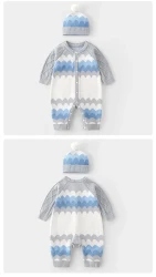 Baby Hooded Long-sleeved Knitted Cotton Jumpsuit Hat Suit