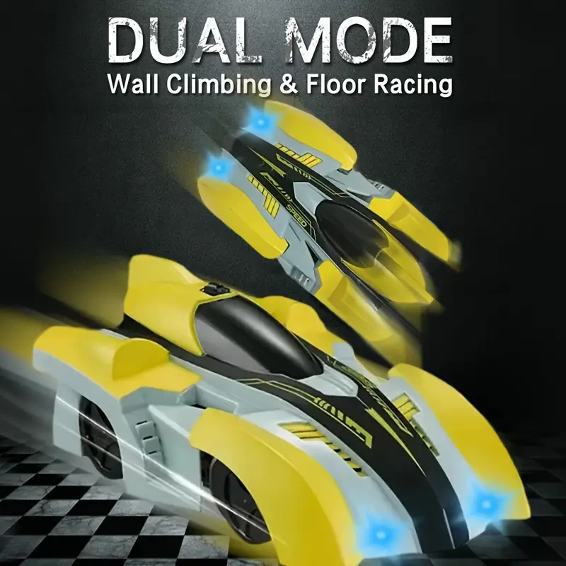 Anti-Gravity Wall Climbing RC Car with Headlights - Remote Control Stunt Toy for Walls & Glass, Perfect Gift for Christmas, Halloween, Birthdays