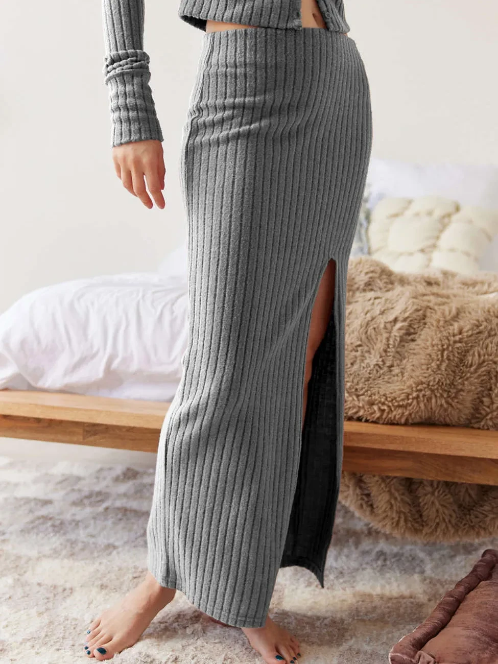 Women's Long-sleeve Shirt Split Dress Suit