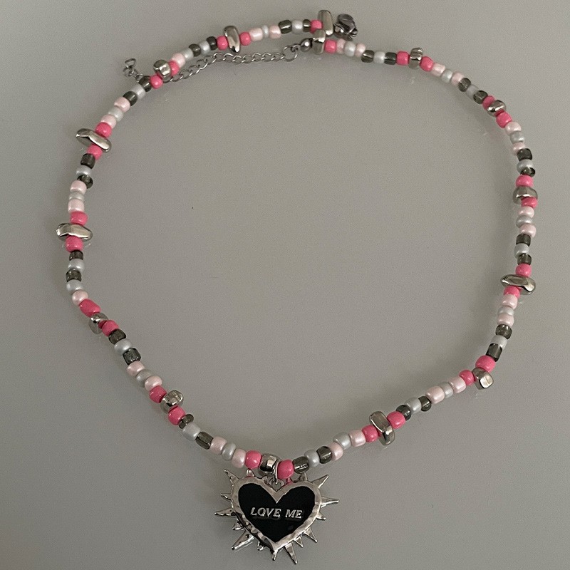 Original Design Black Heart Thorn Beaded Necklace