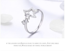 Simple Fashion Star Open Female Ring 925 Sterling Silver With Platinum Plated Diamonds