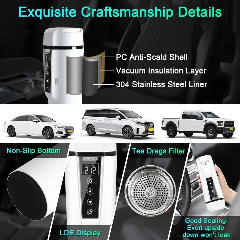 12V/24V Car Electric Kettle - Portable Travel Water Boiler & Heater