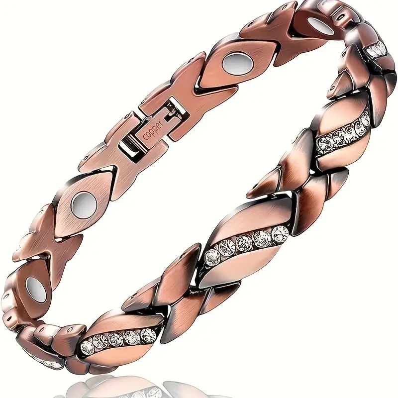 Elegant Pure Copper Bracelet for Women -  Ultra Magnetic with 3500 Gauss Magnets (Includes Sizing Tool)