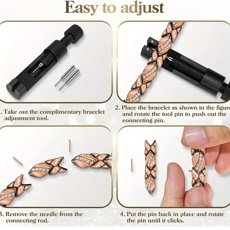 Elegant Pure Copper Bracelet for Women - Ultra Magnetic with 3500 Gauss Magnets (Includes Sizing Tool)