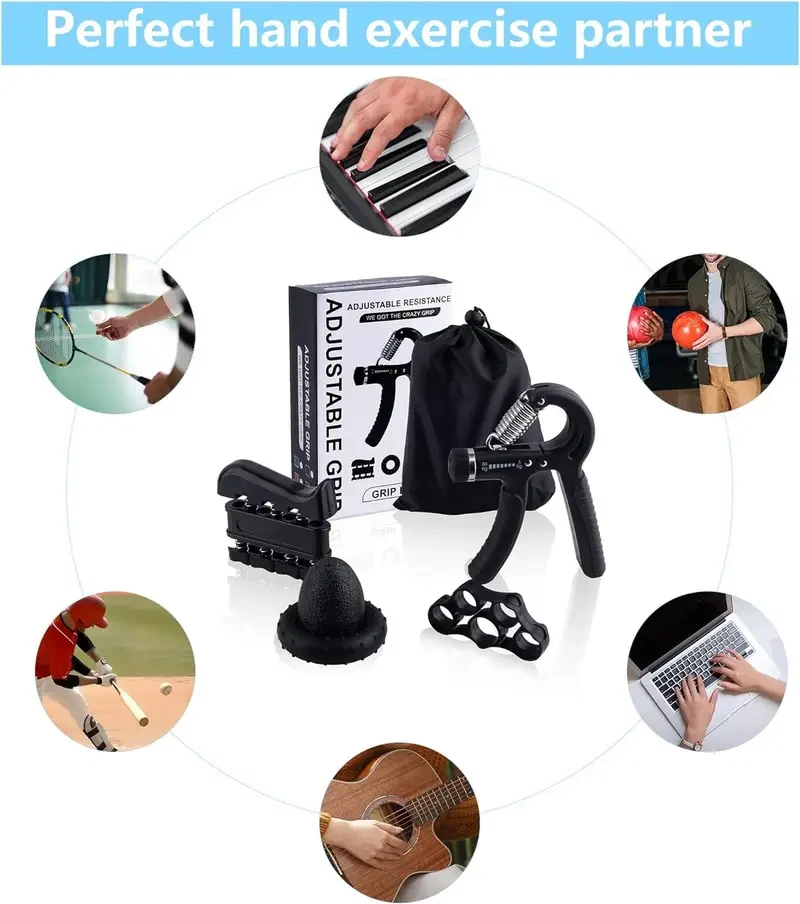 Grip Strengthener and Forearm Strengthener Kit - 5 Pack Adjustable Resistance