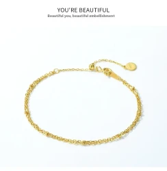 Simple Double-layer 925 Silver Plating 10K Yellow Bracelet For Women
