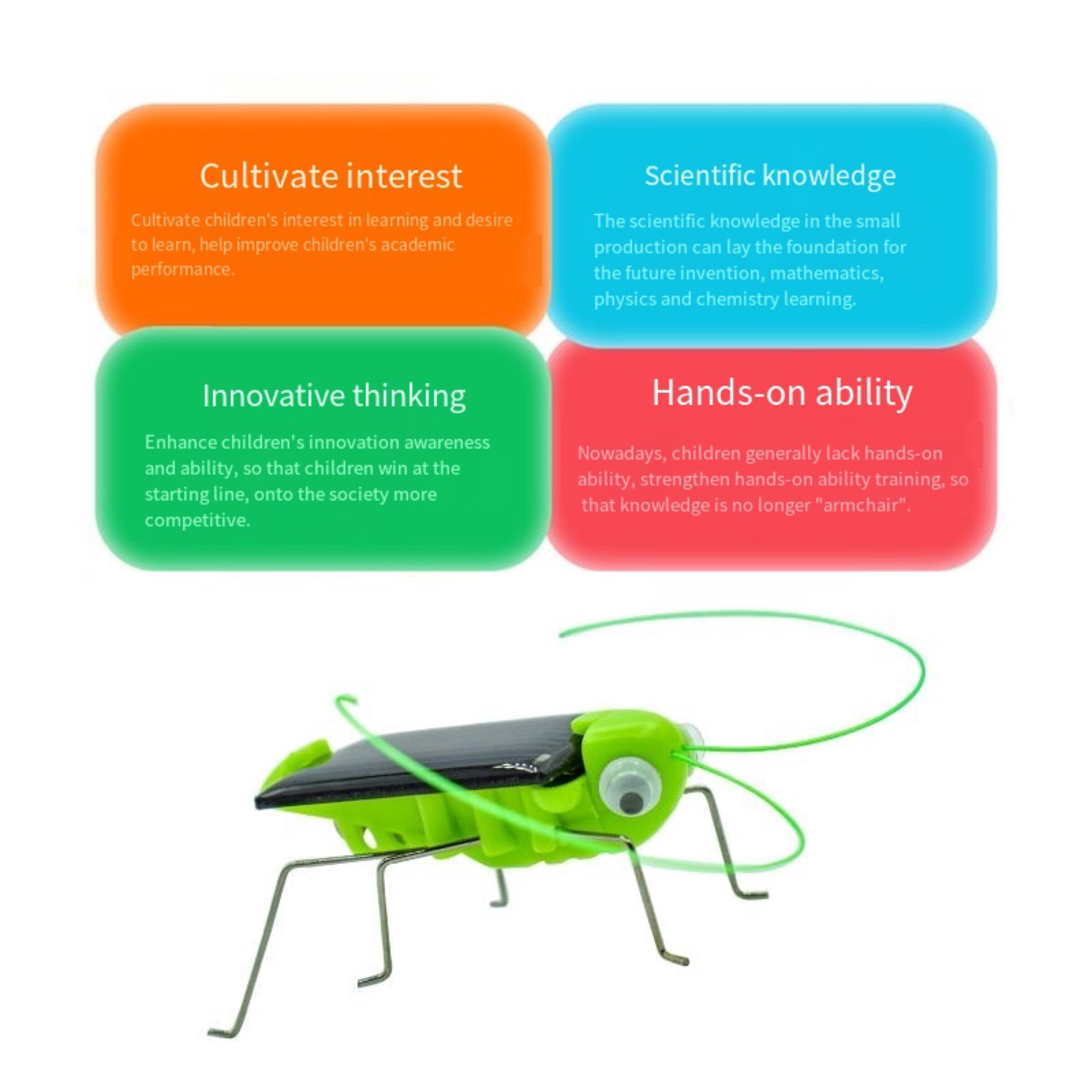 Solar Grasshopper Toy Puzzle Eco-Friendly Solar-Powered Insect Toy for Kids