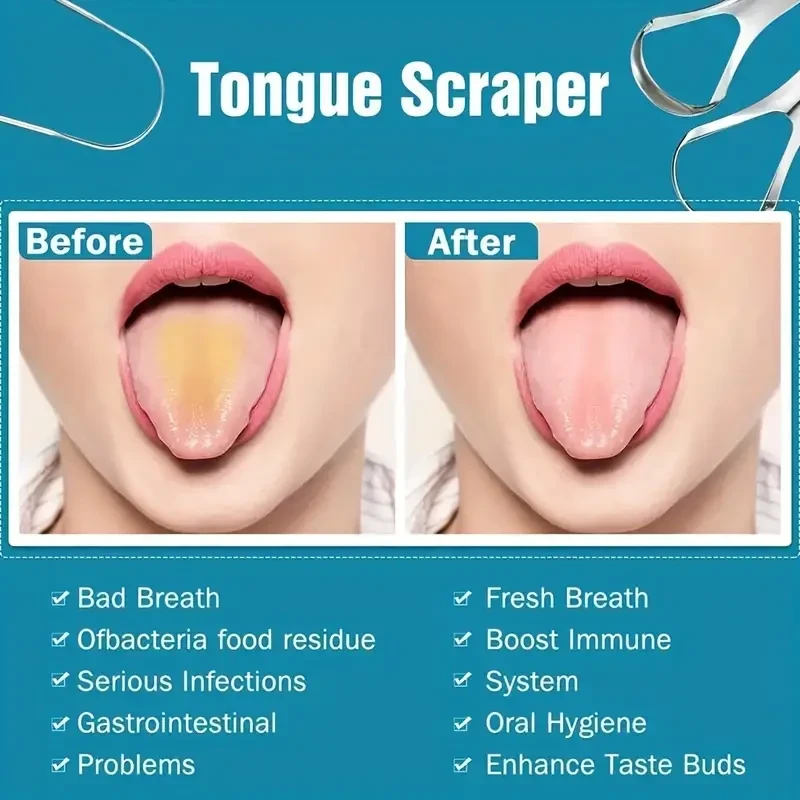 3pcs Stainless Steel Tongue Scraper - Portable Tongue Cleaner for Adults