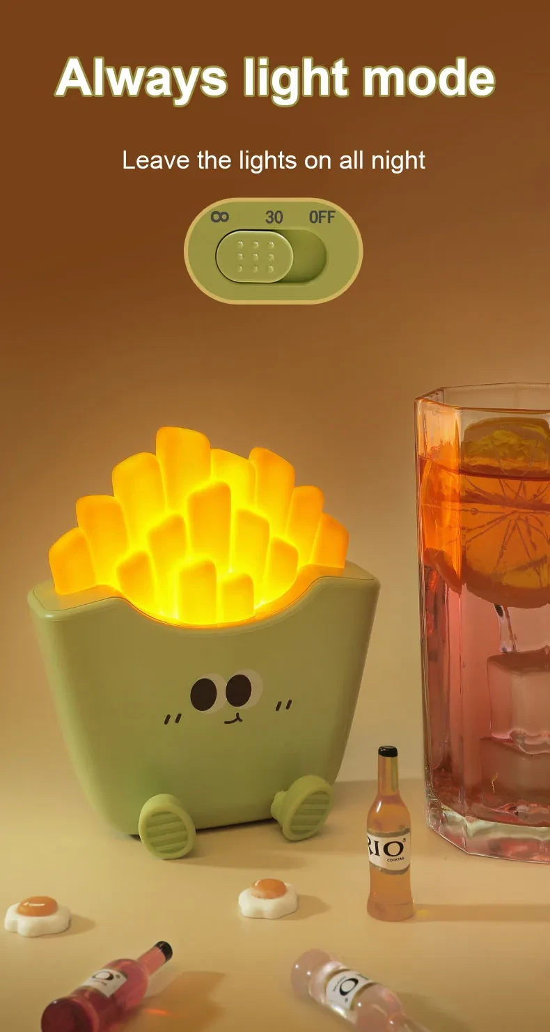 Creative Cute French Fries Night Light Charging Night Rechargeable Lamp Home Decor