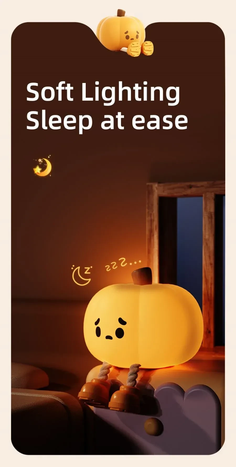 Home Decor Halloween Pumpkin Night Light Cute Soft Silicone Lamp Touch Dimmable Rechargeable Bedside Decor Light Kids Gifts Halloween Decorations