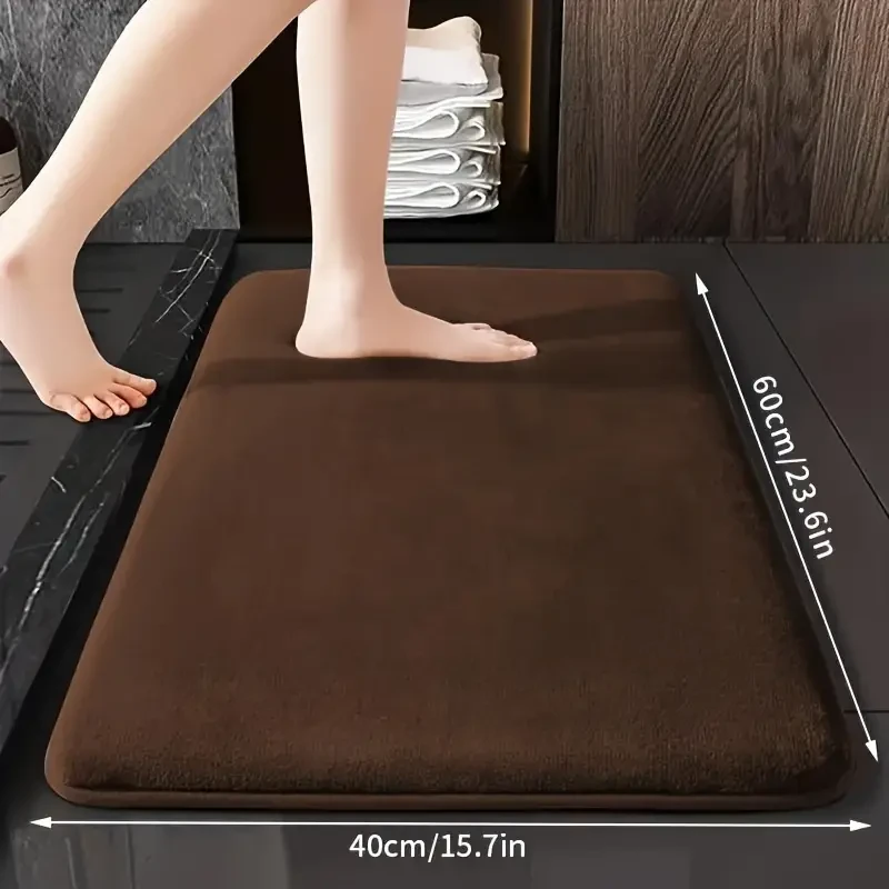 1pc Luxurious Ultra Absorbent Bath Mat - 25D High-Density Soft Sponge, Non-Slip, Quick-Drying, Mildew-Resistant Bathroom Rug