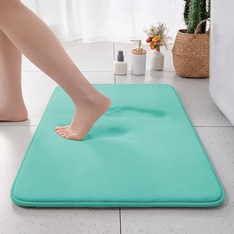 1pc Luxurious Ultra Absorbent Bath Mat - 25D High-Density Soft Sponge, Non-Slip, Quick-Drying, Mildew-Resistant Bathroom Rug