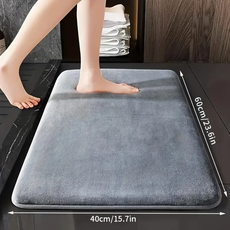 1pc Luxurious Ultra Absorbent Bath Mat - 25D High-Density Soft Sponge, Non-Slip, Quick-Drying, Mildew-Resistant Bathroom Rug