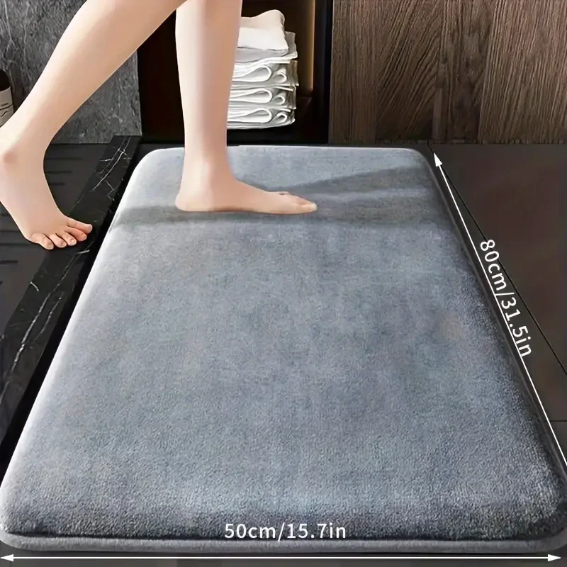 1pc Luxurious Ultra Absorbent Bath Mat - 25D High-Density Soft Sponge, Non-Slip, Quick-Drying, Mildew-Resistant Bathroom Rug