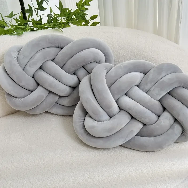 2pcs Knot Ball Throw Pillows, Soft Plush Cushion Pillows, Decorative Knotted Pillows, For Bed Sofa Bedroom Home Decor