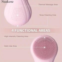 Electric Facial Cleanser Brush, Silicone Face Scrubber, Face Wash Brush For Men & Women, Rechargeable Constant Temperature Heating Vibration Massage Cleansing Brush For Pore Cleansing Exfoliating Blackhead Acne Removal