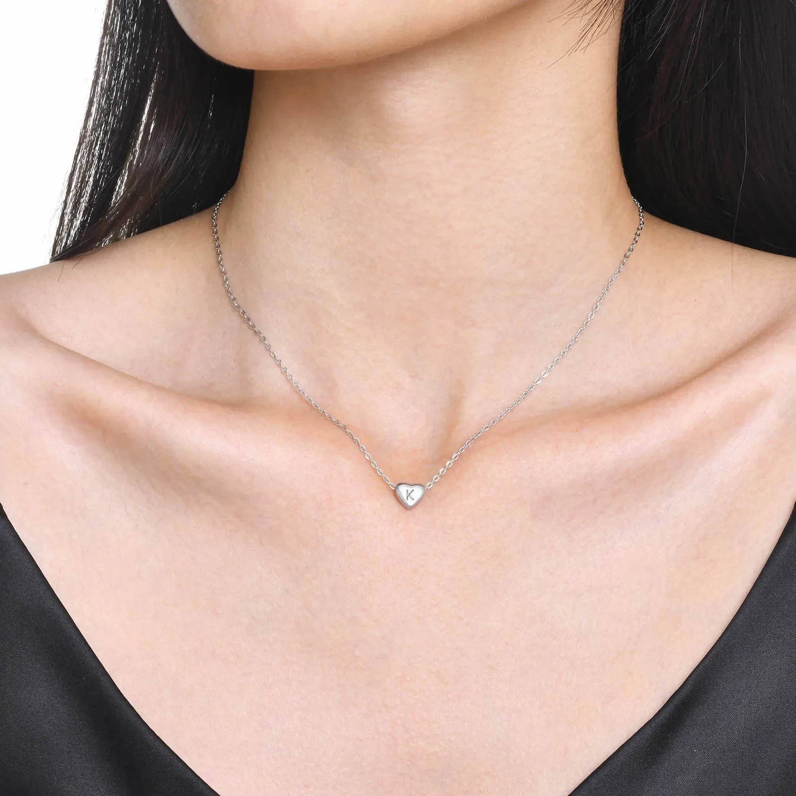 Letter Pendant Love Heart Necklace