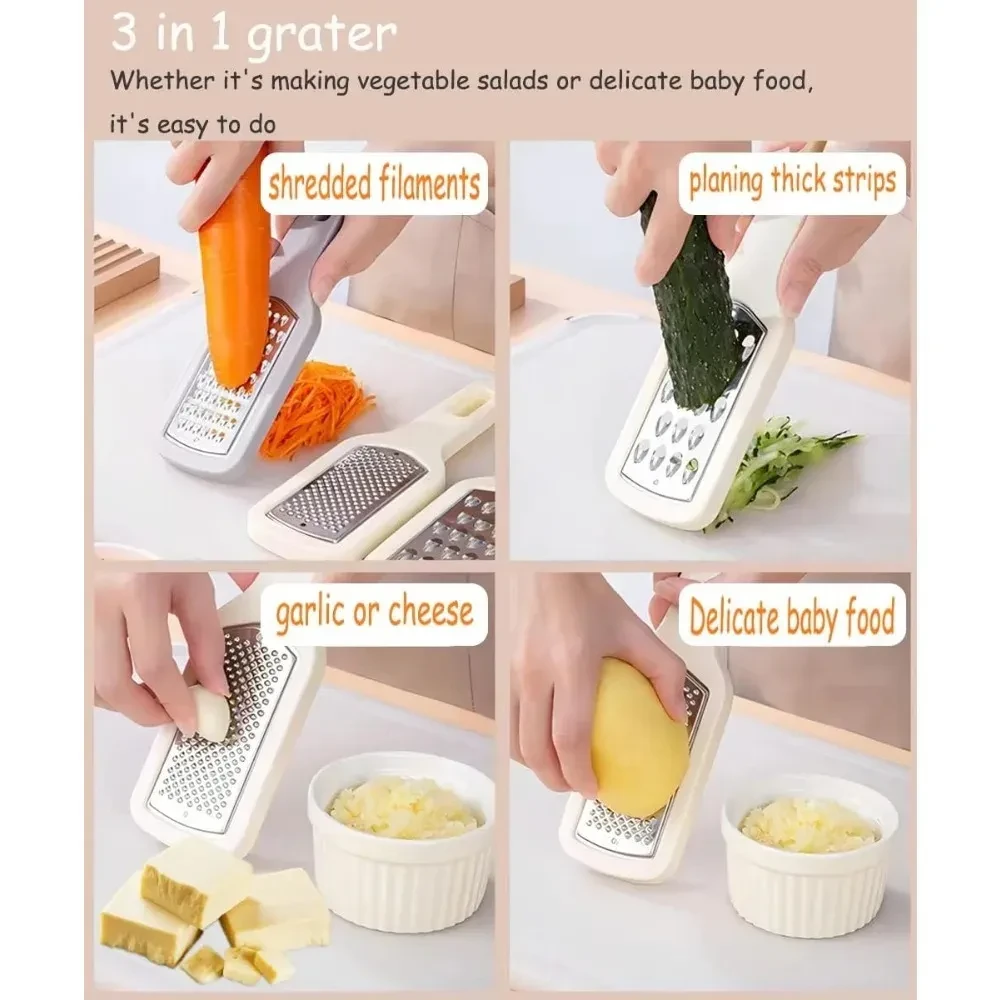 3 In 1 Cheese Grater Portable Handheld Stainless Steel Vegetable Grater Kitchen Tools