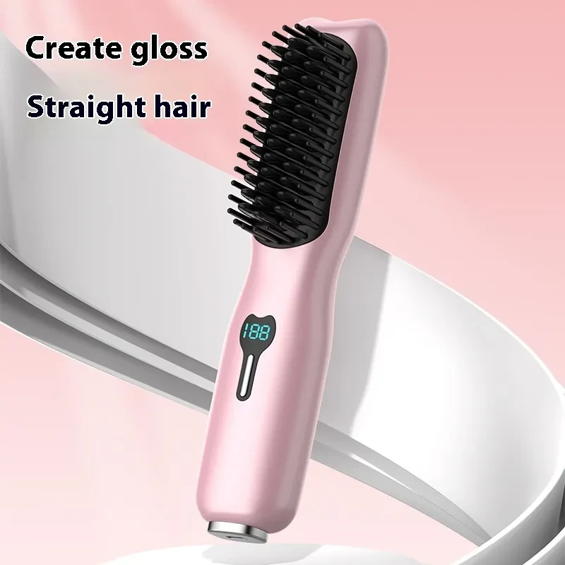 Rechargeable Wireless Straightening Comb 220 Hair Straightener Brush