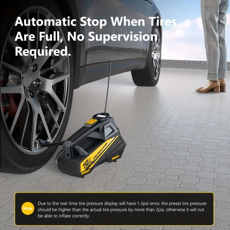 Carsun Pro Digital Tire Inflator - Portable 12V DC Air Compressor Pump with LED Light, Fast Inflation for Cars, Motorcycles, Bicycles, and SUVs