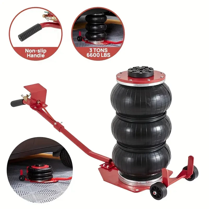 2993.71 KG Triple Bag Air Lift Jack - Pneumatic Vehicle Car Lifting Compressed Tool