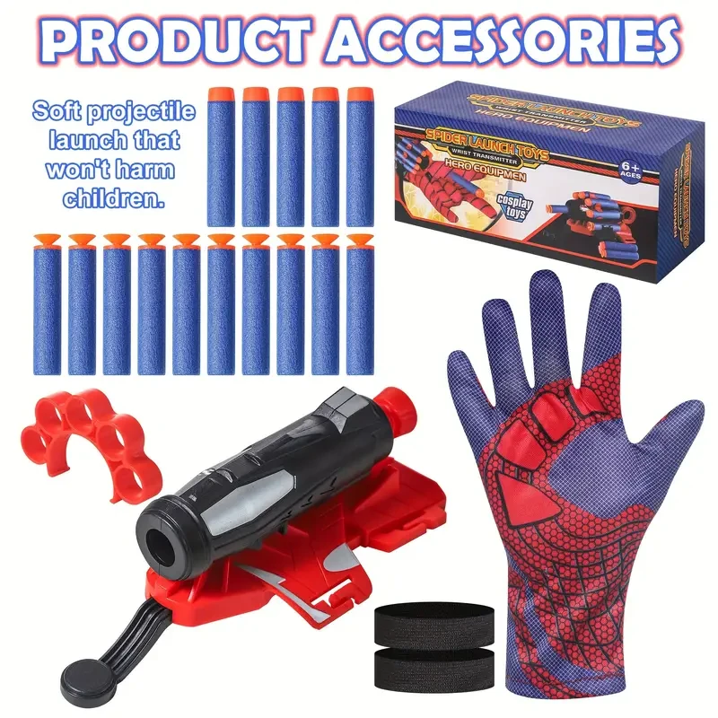 AIUAZA Spider Web Shooter Toy - 15 Darts, Cosplay Launcher Glove