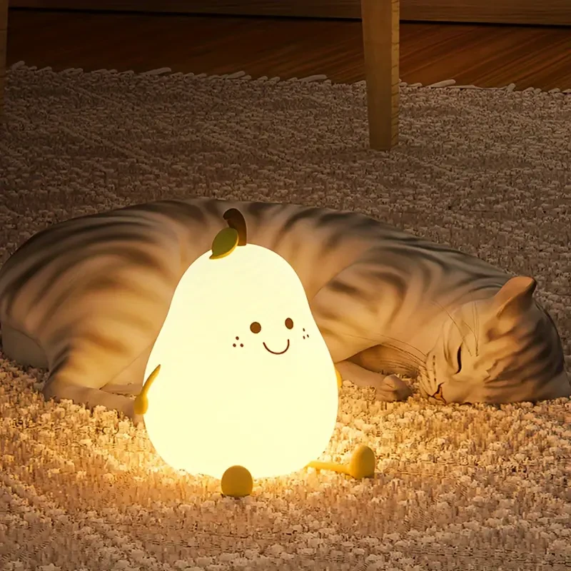 Cute Pear LED Night Light - Multi-Color Bedside Lamp