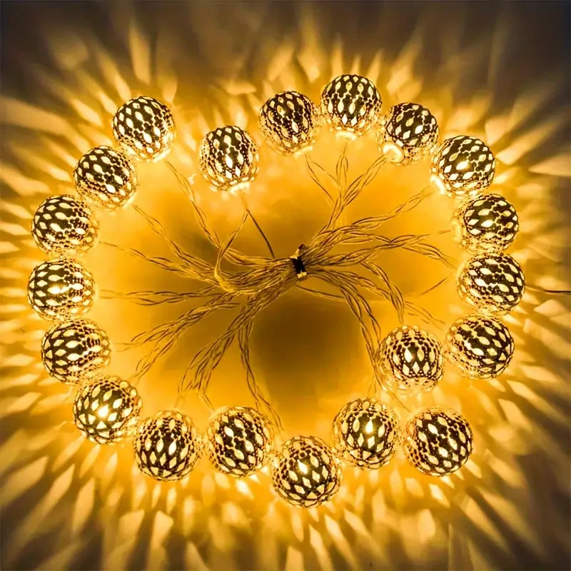 6.5m Moroccan Ball String Lights - Solar-Powered, 30 LEDs