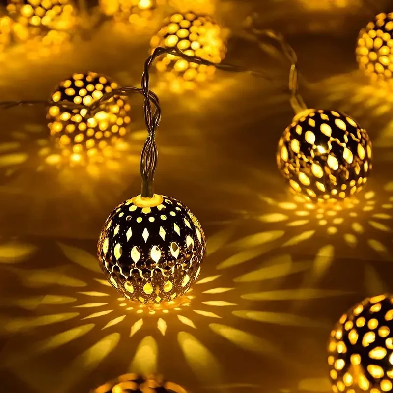 6.5m Moroccan Ball String Lights - Solar-Powered, 30 LEDs