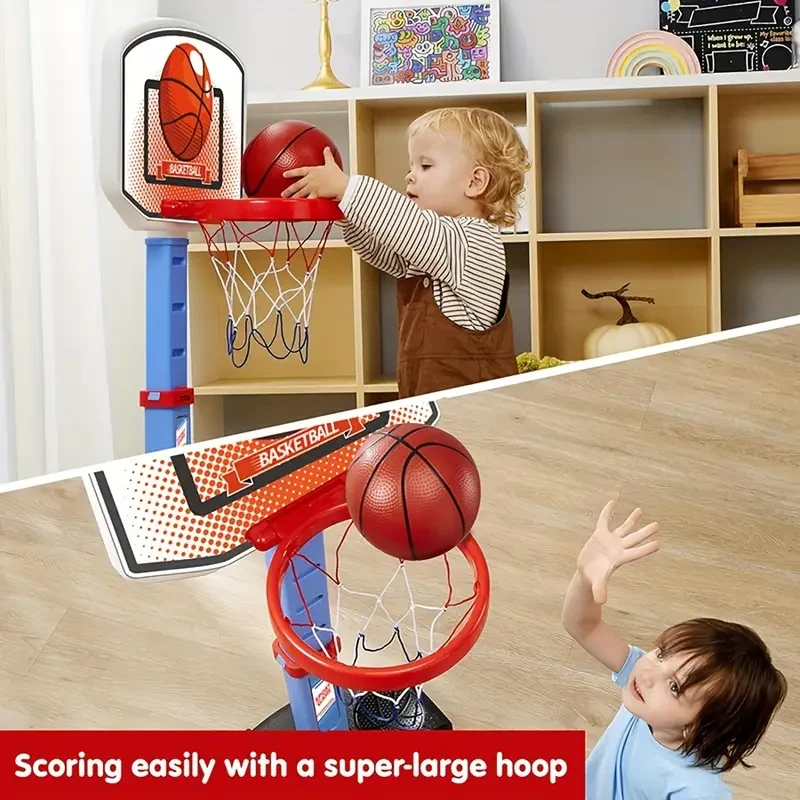 Mquduo Mini Basketball Set - Adjustable Hoop with 4 Balls