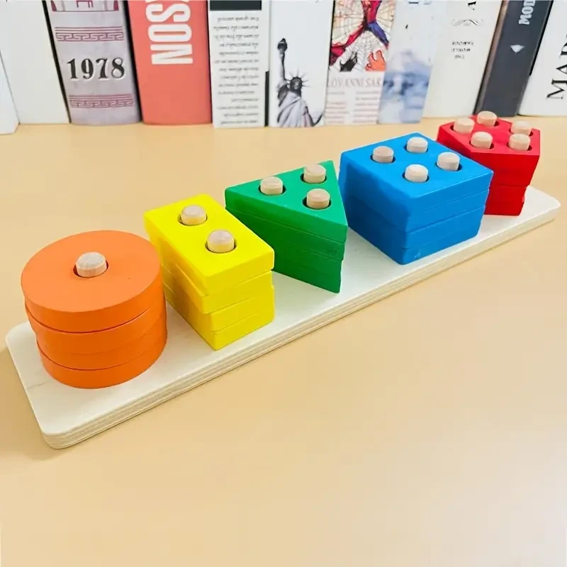 Wooden Stacking & Sorting Toys - Color & Shape Recognition