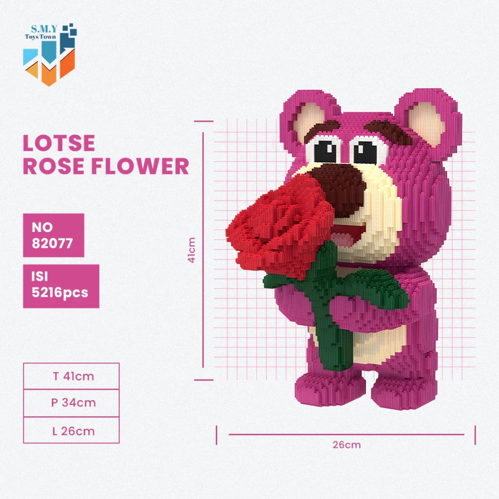 SMY Toystown Nano Blocks Lotso Bear Big Series 3D Model, Toy Block Stacking, DIY Construction Block, Jumbo Bricks Magic Block Animation