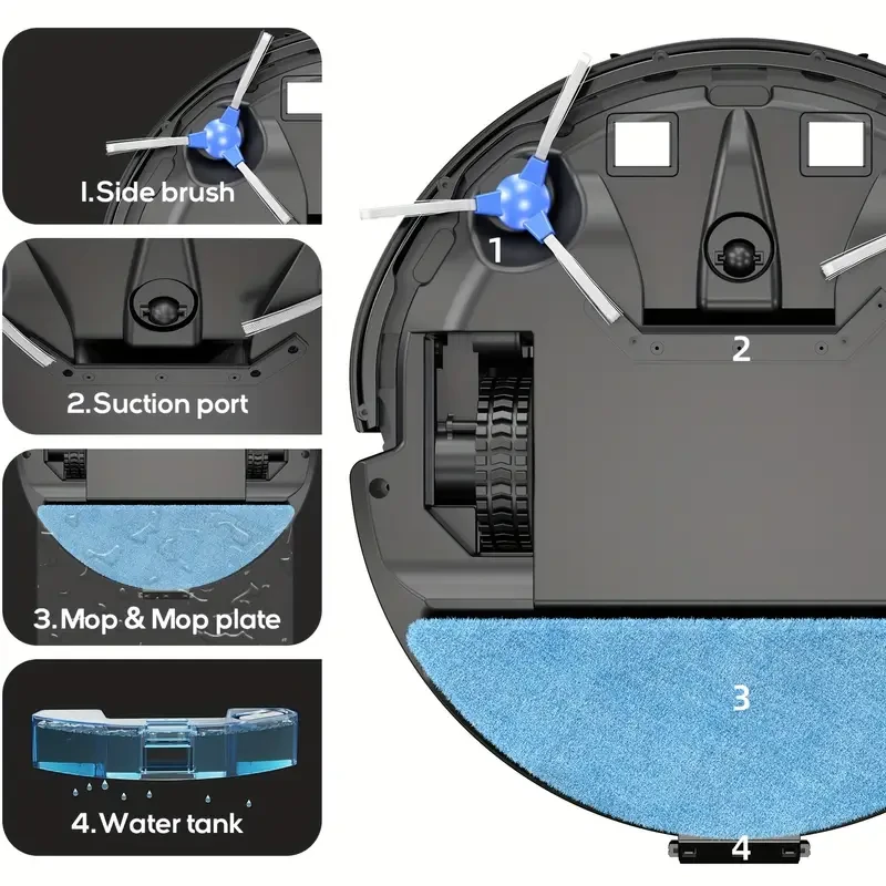 Ultra-Slim Robot Vacuum & Mop Combo - 4000Pa Suction, Wi-Fi Control