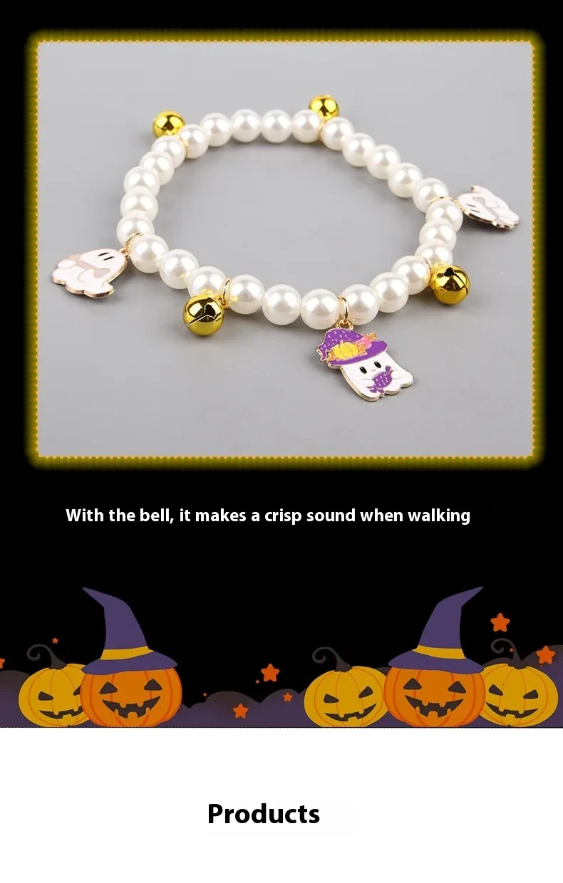 Pet Pearl Necklace Decoration Halloween Cat Collar
