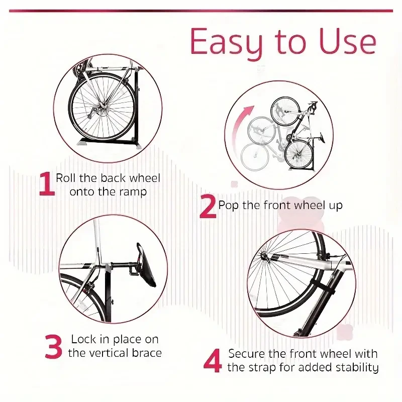 Portable Space-Saving Upright Bike Stand Rack - Indoor Bicycle Storage