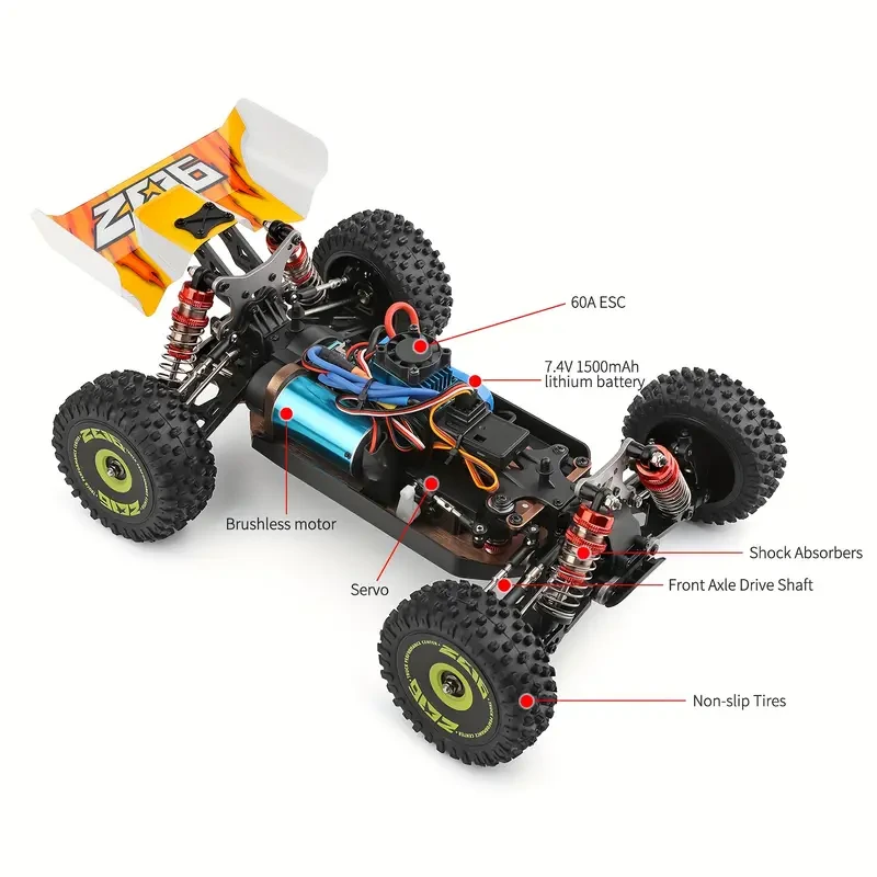 WLtoys XKS 144010 Off-Road RC Car - 75km/h High-Speed 4WD Racing Car