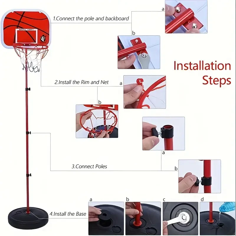 Adjustable Height Kids Basketball Hoop Set - Indoor Play Sports Toy