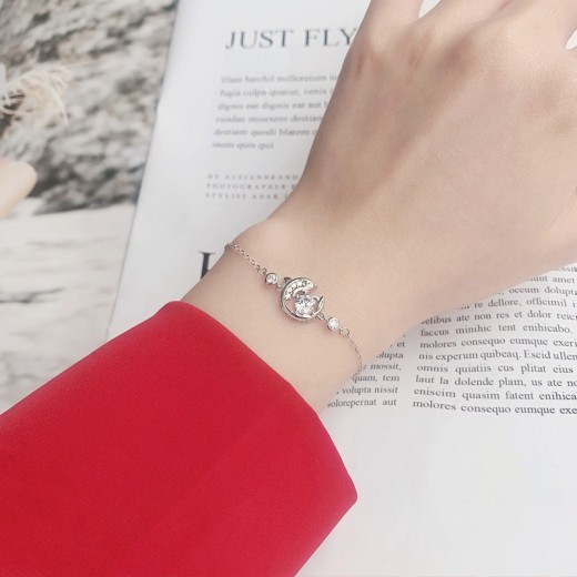 National Fashion Retro Sterling Silver Moissanite Koi Bracelet