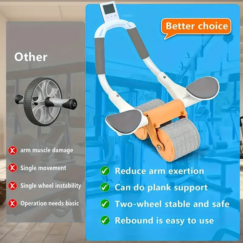 Rebound Abdominal Wheel - Ab Roller with Elbow Support and Timer
