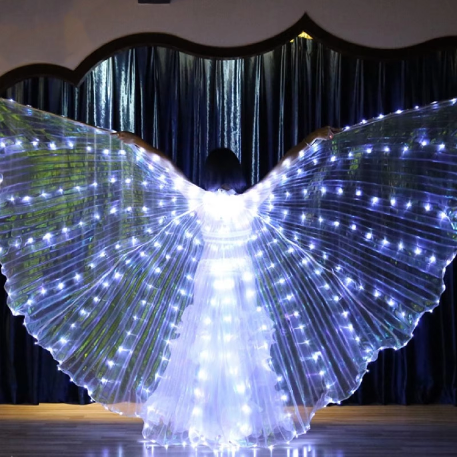 LED Fairy Wings Cloak Adult Children Dancers Colorful Luminous Butterfly Wings Belly Dancing Performance Stage Party Photo Prop
