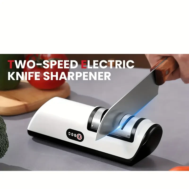 Electric Knife Sharpener - USB Rechargeable, 2-Speed Adjustable