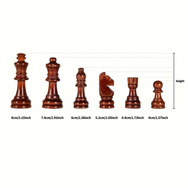 Premium Solid Wood Chess Set - Folding Board with Extra Queens